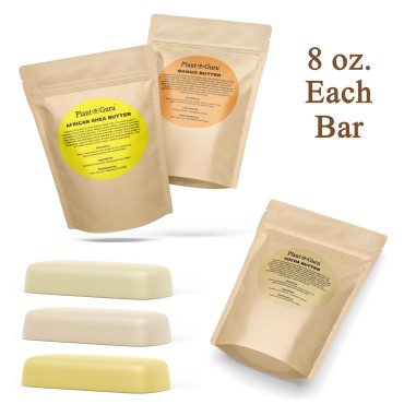 Shea, Mango and Cocoa Butter 8 oz. Bars Variety Bundle Pack - 100% Pure Natural Unrefined - Ideal Moisturizer For Dry Skin, Body, Face And Hair Growth. Great For DIY Soap and Lip Balm Making.