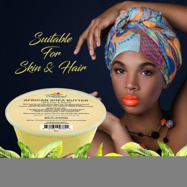 Tropical Holistic African Raw Unrefined Yellow Shea Butter 15 oz,100% Pure Creamy Natural Butter for Hair, Skin, Face, Body and DIY recipes