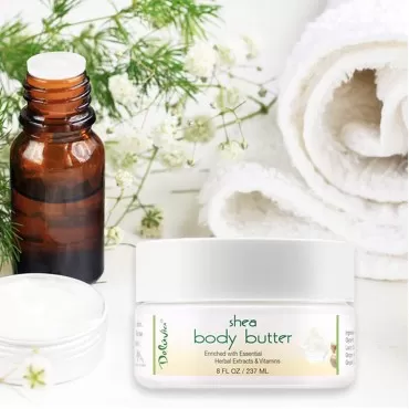 Deluvia Shea Body Butter - Raw Fair Trade Shea Butter, Organic Rose Hip Oil, Organic Lavender, Organic Jojoba Oil, Cocoa Butter & Dead Sea Minerals. Intense Moisturizing Body Cream.