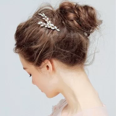 Kercisbeauty Handmade Wedding Bridal Bridesmaids Hair Comb with Blue Crystal Beads,Spring Headband Headpiece,Banquet,Ball,Feast Accessory Set of 2 (Gold)