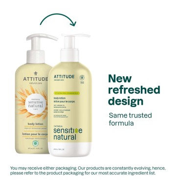 ATTITUDE Moisturizing Body Lotion for Sensitive Skin Enriched with Oat and Argan Oil, EWG Verified, Hypoallergenic, Vegan and Cruelty-free, 16 Fl Oz