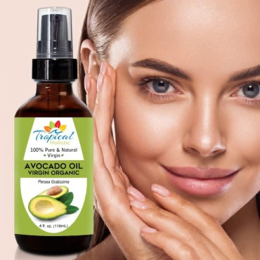 Tropical Holistic 100% Pure Avocado Oil 4 oz - Unrefined Virgin Cold Pressed Carrier Oil for Hair DIY, Face, Skin, Nails and Body