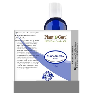 Macadamia Oil 4 oz. Virgin, Unrefined Cold Pressed 100% Pure Natural - Skin, Body And Face. Great for Psoriasis & More!