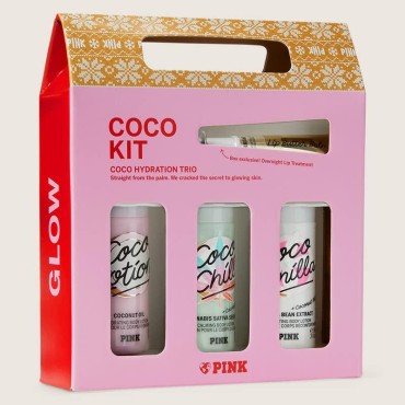 Victoria's Secret PINK Coco Body Care Gift Set: Coco, Coco Chill, Coco Vanilla Mini Lotions & Lip Mask