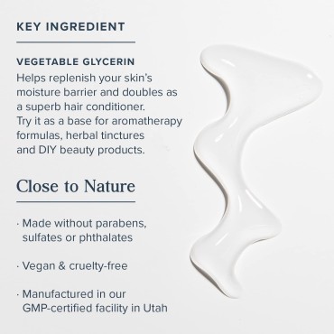 HERITAGE STORE Vegetable Glycerin Soothing Moisturizer, Oil Free Hydration for Skin Care, Hair Care, Face & Body, DIY Beauty Products & More, Soothes & Softens, Made Without Parabens, Vegan, 8oz