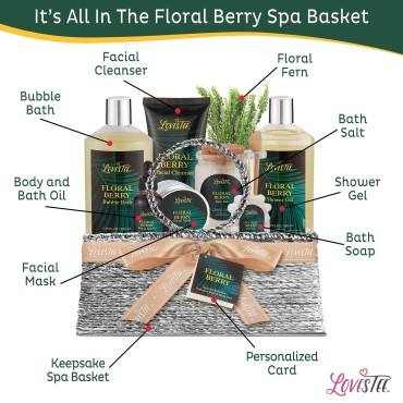 Spa Gift Baskets for Women, Floral Berry Bath & Bo...