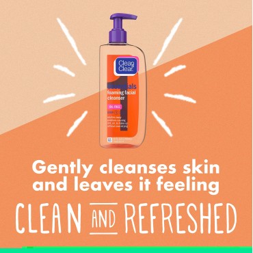 Clean & Clear Essentials Foaming Facial Cleanser, Oil-Free Daily Face Wash to Remove Dirt, Oil & Makeup, 8 fl. oz