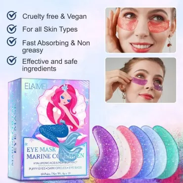 RTEWXLP Under Eye Mask Gel Pads,Under Eye Patches for Puffy Eyes,Dark Circles & Puffiness,Natural Marine Collagen Eye Bags Treatment,Hyaluronic-Anti Aging,Eye Moisturizer mask (18 Pairs)