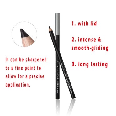 Black Eyeliner Pencil Set - 12 PCs Smudge Proof Ma...
