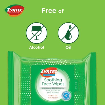 ZYRTEC SOOTHING FACE WIPES 2-25CT ECMSPK...