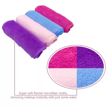 4 Pack Reusable Flannel Microfiber Makeup Remover ...