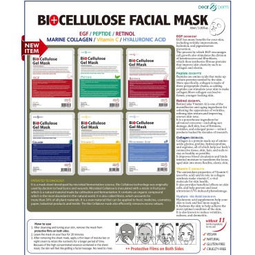 6 Gel Masks Assorted - Bio Cellulose Gel Sheet Mas...