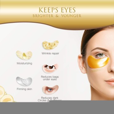 HOPEMATE Eye Patches, Under Eye Mask, 24K Gold Eye...