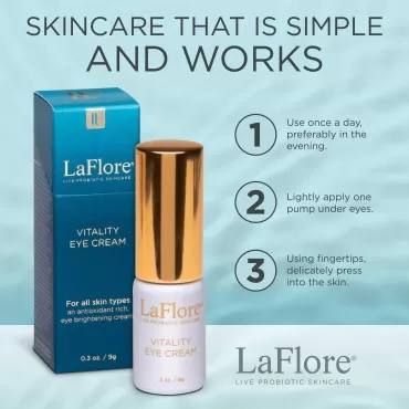 LaFlore Vitality Eye Cream - Rich, Hydrating, Skin Brightening Eye Cream - For Dark Circles, Lines, & Wrinkles - Anti-Aging, Vegan, Cruelty-Free, for All Skin Types
