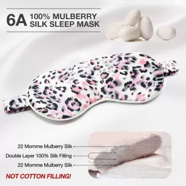 MANSPHIL Mulberry Silk Eye Sleeping Mask, Leopard ...