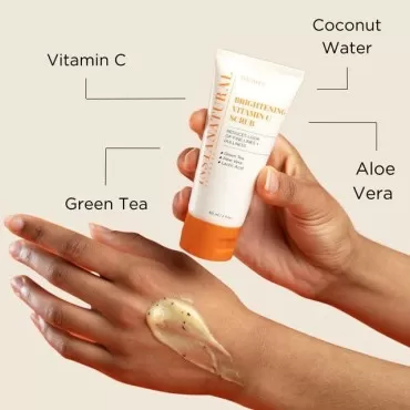 InstaNatural Brightening Vitamin C Face Scrub, Gently Exfoliates and Refines for Smooth Skin, Minimizes Lines + Wrinkles, with Green Tea and Aloe Vera, 2 Fl Oz