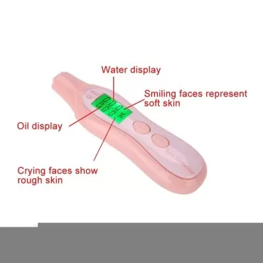 Salmue LCD Digital Skin Analyzer, Moisture Water Oil Monitor for Skin Care, High Sensitive Facial Skin Tester USB Digital Measuring Device for Home Traveling Beauty Salon SPA Girls&Women(Pink)