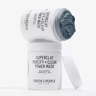 Youth To The People Superclay Purify + Clear Power Mask - Clay Mask with White Clay + French Green Clay Powder to Help Clear Pores, Absorb Excess Oil - Salicylic Acid, Niacinamide Face Mask, 2oz