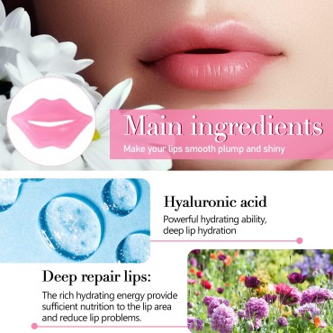 50PCS Lip Mask Sheet,Collagen Crystal Lip Masks,Pi...