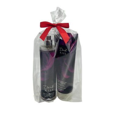 Bath & Body Works DARK KISS 2-piece Gift Set with a Red Bow for Holidays & Gifts - Fine Fragrance Mist & Ultimate Hydration Body Cream