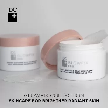 IDC Dermo Glowfix Peel Cotton Pads for Face - 60 Pads - Vegan Facial Exfoliating Cotton Rounds for Face & Neck - Glycolic Acid Peel Pads for Face Wash - Facial Toner Wipes for Men & Women