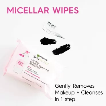 Garnier SkinActive Micellar Facial Cleanser & Makeup Remover Wipes, Gentle for All Skin Types (25 Wipes), 2 Count (Packaging May Vary)