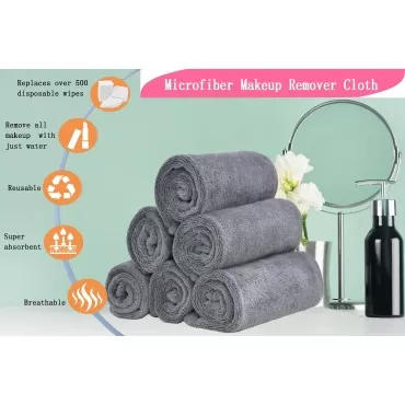 VIcolour Microfiber Face Cloth Makeup Remover Cloth Face cleaning Cloths Soft Facial Washcloths 12 x 12inch 6 Pack