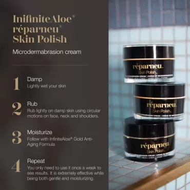 InfiniteAloe Skin Polish Microdermabrasion Face Scrub Exfoliator Cream - Cleansing Cream, Exfoliating Scrub, Hydrating Cleanser for Face - 1 Jar (1.7 Oz.) A Part of the réparneu Line of Products by IA