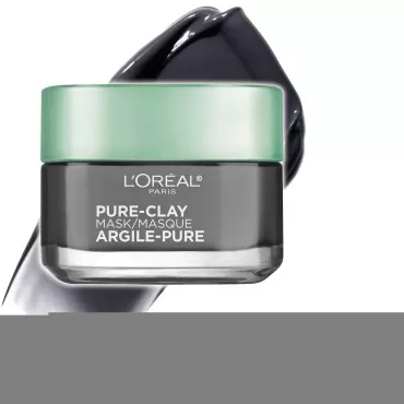 L'Oreal Paris Skincare Pure Clay Face Mask with Charcoal for Dull Skin to Detox & Brighten Skin, Clay Mask, at home face mask, 1.7 oz.
