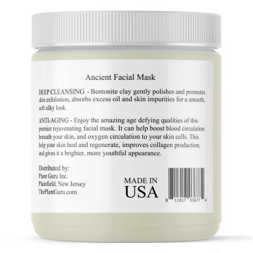 Plant Guru Indian Healing Clay 1 lb. - 100% Natural Sodium Bentonite Clay Powder - Deep Pore Cleansing Facial And Body Mask - Detox Clay for Face, Hair, Acne, and Bath.