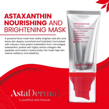 Organic Astaxanthin Gel Facial Mask 1.76 Oz,Antioxidant Skin Care Face Mask for Women, With 5 Ingredients, Reducing Wrinkle Frown Lines Anti Aging Hydrating Moisturizer, Suitable for All Skin Types