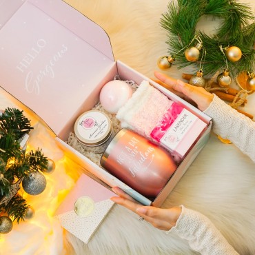 Christmas Gifts for Women - 6pc Spa Tumbler White Elephant Gifts Box - Womens Gifts for Christmas - Secret Santa Gifts for Women - Includes Wine Tumbler, Straw, Candle, Bath Bomb, Bar Soap, Card.