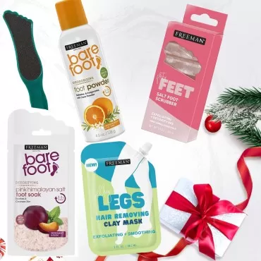 Freeman Christmas Foot Spa Gift Set, 5 Piece Pampering Foot Repair Kit includes Foot Soak, Foot Scrub, Foot Mask, Foot Paddle and Deodorizing Foot powder, Stocking Stuffer, Ideal Gifts for Women