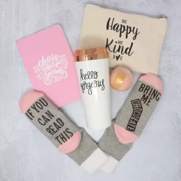 Milky Chic Motivational Mothers Day Gift Box Gift Set, Best Friend Gift Box ,Encouraging Appreciation Gift box for Her, Friends and Coworkers, Travel Mug, Socks, Journal, Bath Bomb, Makeup Bag, Graduation Gift Box