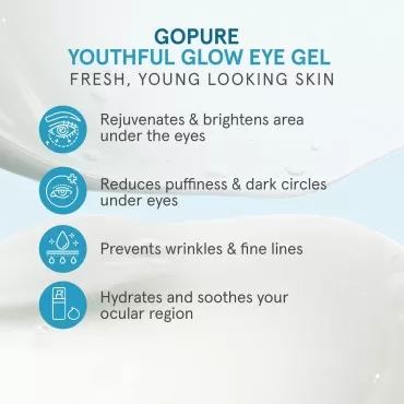 goPure Youth Glow Eye Gel - Anti-Aging Eye Cream that Soothes and Hydrates, Made with Matrixyl 3000 and Hyaluronic Acid for Improve the Look of Puffiness, Dark Circles, and Under Eye Bags - 1 fl oz