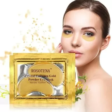 KlsyChry 24K Gold Crystal Collagen Eye Mask Sheet Patch, Under Eye Patches for Dark Circles and Puffiness, Gold Eye Mask for Puffy Eyes -15 Pairs