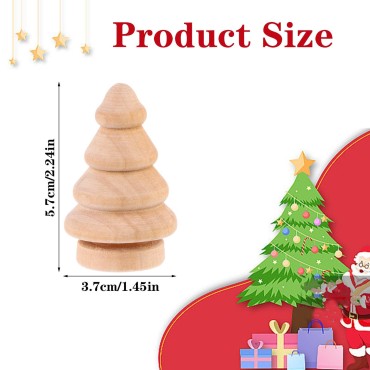 10Pcs Unfinished Wood Christmas Tree DIY Natural W...