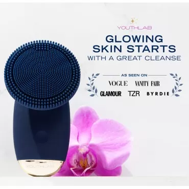 YouthLab SoniGlow, Navy, Silicone Facial Skin Clea...