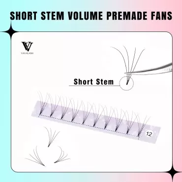 Eyelash Extensions 3D 4D 5D 6D 7D 10D Thickness 0.05/0.07/0.1 C/D Curl Eyelashes Short Stem heat bonded Premade Fans Russian Volume Pre-fanned Lash Extensions Supplies (4D-0.07-D-15mm)