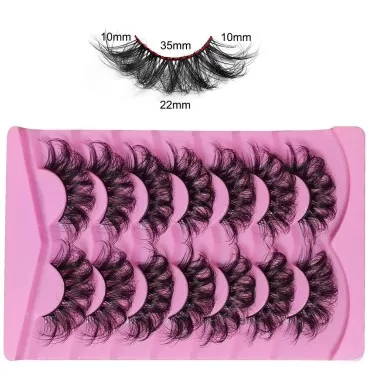 Fluffy Lashes,Faux Mink Lashes Wispy,8D C Curl Strip Lashes Natural Look,7 Pairs 22mm Fake Eyelashes Dramatic Lashes Packs