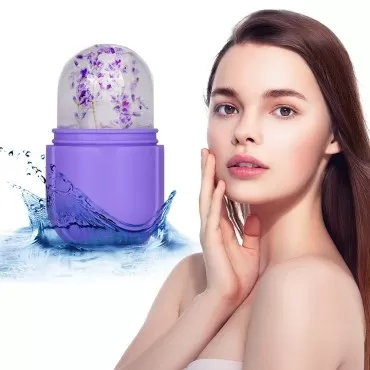 FUNWICT Ice Roller for Face Eyes, Silicone Ice Roller Mold, Facial Beauty Ice Roller Skin Care for Face and Eyes Puffiness Relief (Medium, Purple)