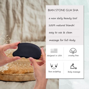 Allshow Gua Sha Stone, Bian Stone Gua Sha Facial Tools, Empress Stone for Face Massage & Body Scraping, Black Bian Stone Massage Tools for Anti-Aging, Wrinkles, Skin Tightening