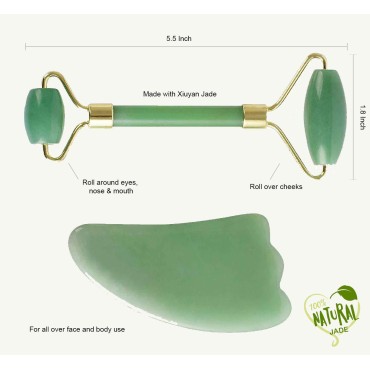 IDB Jade Roller and Gua Sha Skin Detox Set for Bea...