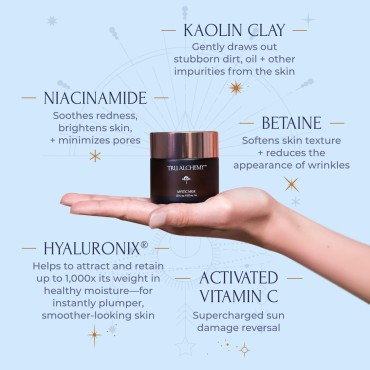 Tru Alchemy Mystic Mask | Clay Mask for Face, Pores, & Age Spots | Cleansing Kaolin Clay, Vitamin C, & Niacinamide | Deep Pore Cleansing Mask | Exfoliating Facial Masks | 1.8 fl oz