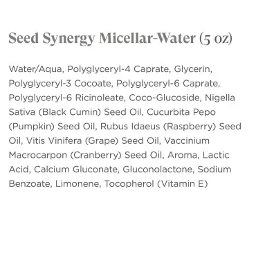 Intelligent Nutrients Seed Synergy Micellar-Water - Antioxidant-rich Makeup Remover & Cleanser (5 oz)