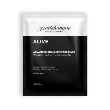 Gentlehomme Collagen Facial Mask for Men - 5 Pc. Hydrating Face Mask Sheet - Anti Aging Skin Care for Men - Hydro Gel Facial Sheet Mask - All Skin Types - Box of 5 Individually Wrapped Facial Masks