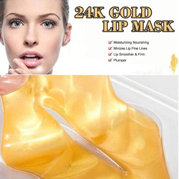 24K Golden Crystal Lip Masks 30 Pieces Hydrating L...