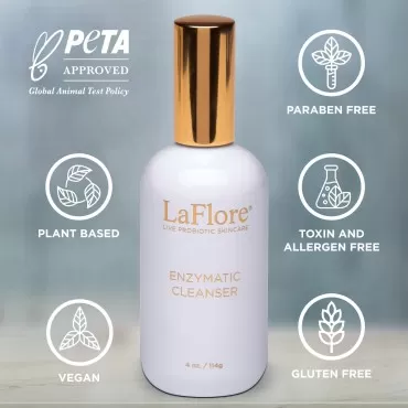 LaFlore Enzymatic Skin Cleanser - Skin-Balancing, Nighttime Face Wash to Gently Cleanse and Remove Dirt, Oils, Pollutants, Makeup and Other Impurities - Vegan, Cruelty-Free & for All Skin Types