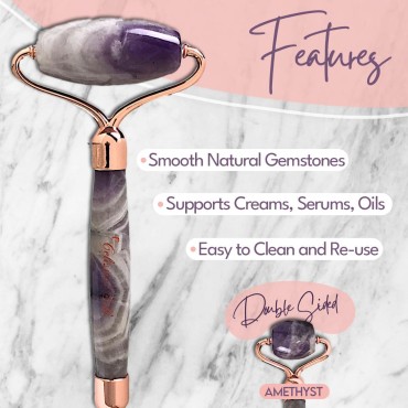 CELESTIAL SILK Amethyst Face Roller - Premium Anti...