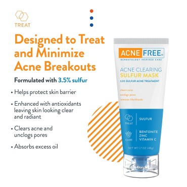 AcneFree Acne Clearing Sulfur Mask 1.7 oz Absorbs ...